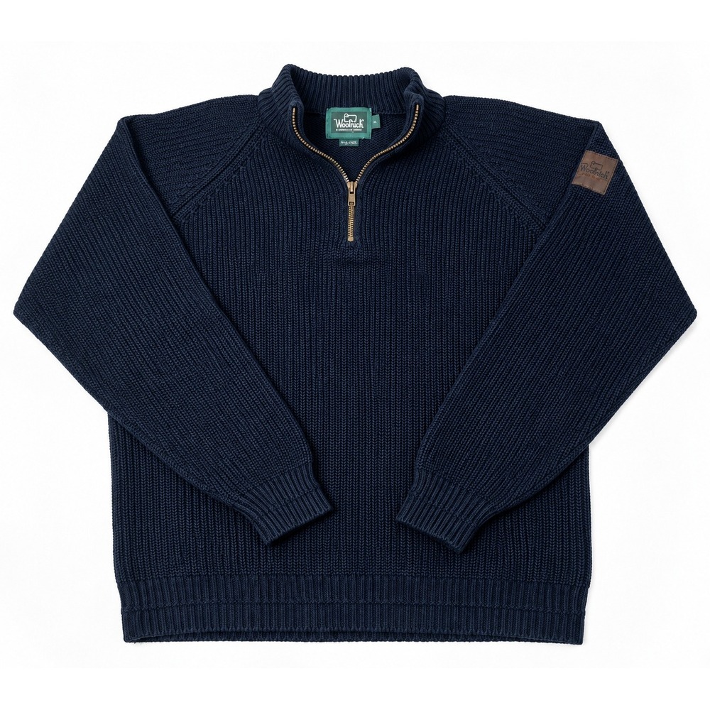 Woolrich Men's Heavy Chunky Ribbed Knit 1/4 Zip Pullover Sweater